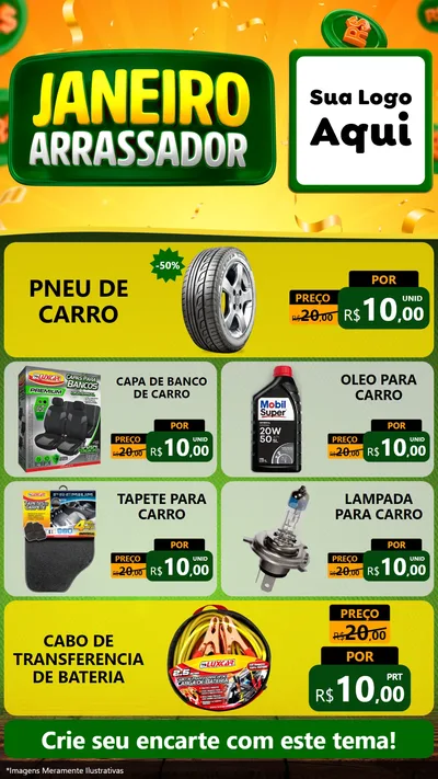 Modelo de TV para TV Vertical com o tema Janeiro Arrasador para Auto peças