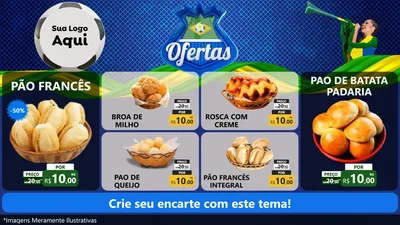 Modelo de TV para TV Horizontal com o tema Ofertas (Futebol) para Padaria