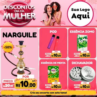 Modelo de Rede Social para Feed Facebook com o tema Descontos Dia da Mulher para Tabacaria