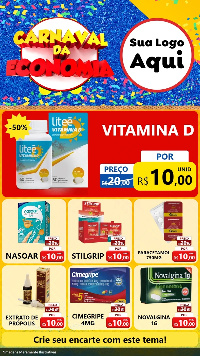 Modelo de Rede Social para Stories com o tema Carnaval da Economia para Farmácia