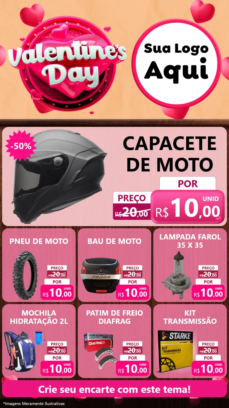 Modelo de Rede Social para Stories com o tema Valentine's Day para Moto peças