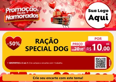 Modelo de Cartaz para Cartaz A4 Horizontal com o tema Promoção Dia dos Namorados para Pet Shop