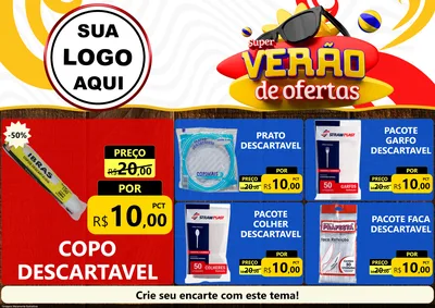 Modelo de Encarte para Encarte A4 Horizontal com o tema Super Verão de Ofertas para Embalagens