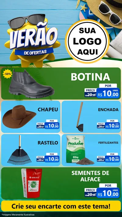 Modelo de TV para TV Vertical com o tema Verão de Ofertas para Agropecuária