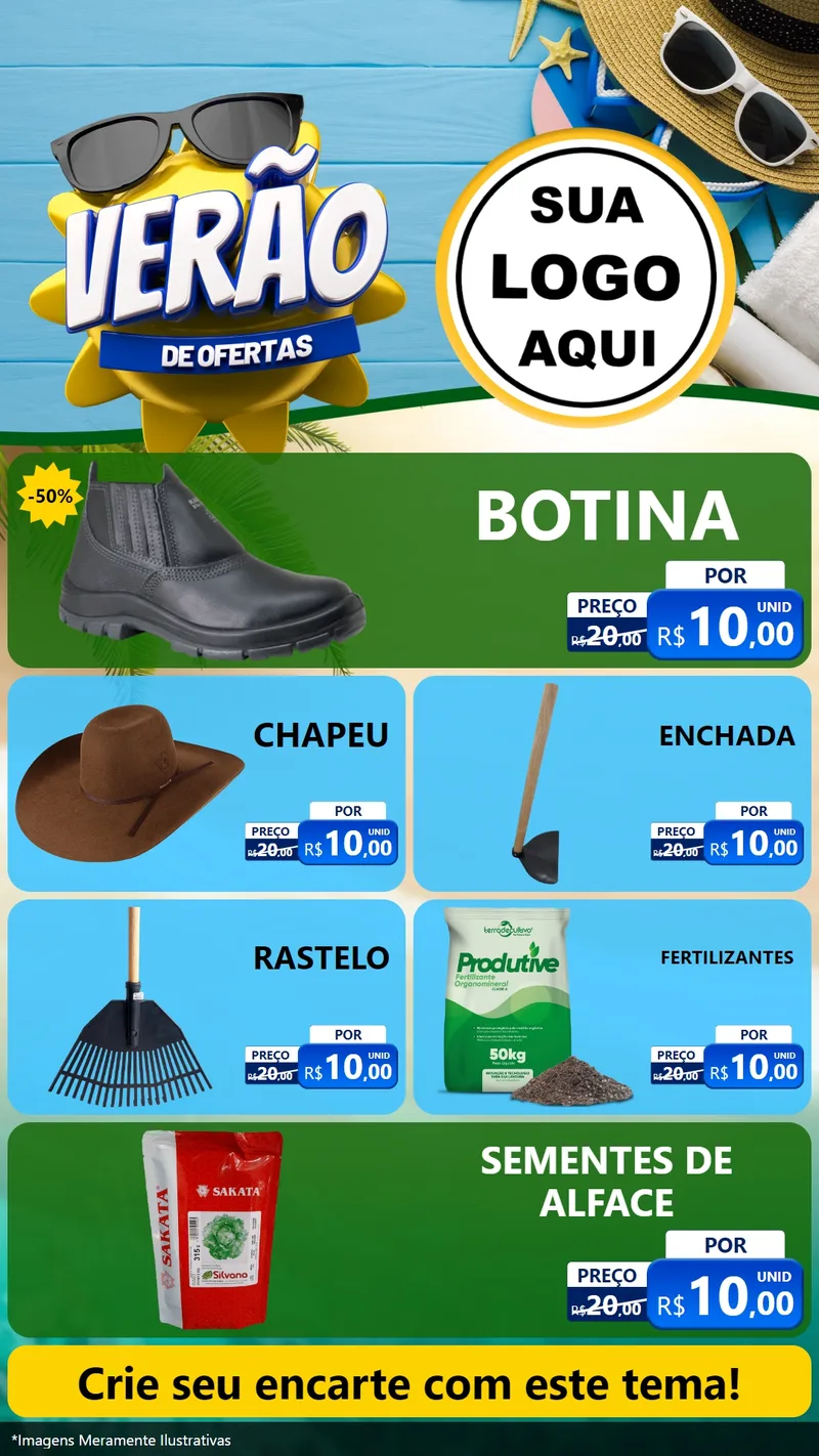 Modelo de TV para TV Vertical com o tema Verão de Ofertas para Agropecuária