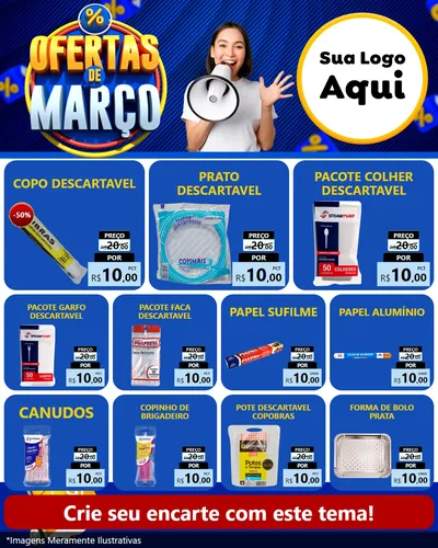 Modelo de Rede Social para Feed Instagram com o tema Ofertas de Março para Embalagens