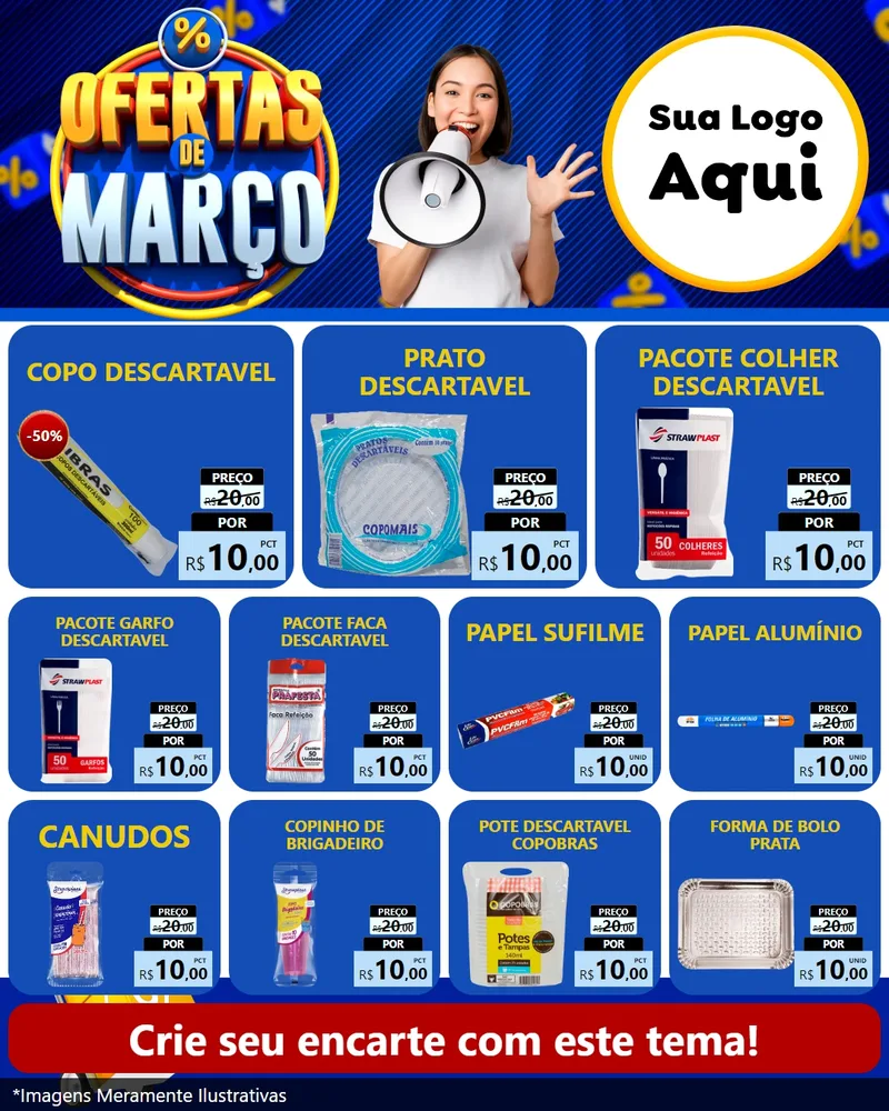 Modelo de Rede Social para Feed Instagram com o tema Ofertas de Março para Embalagens
