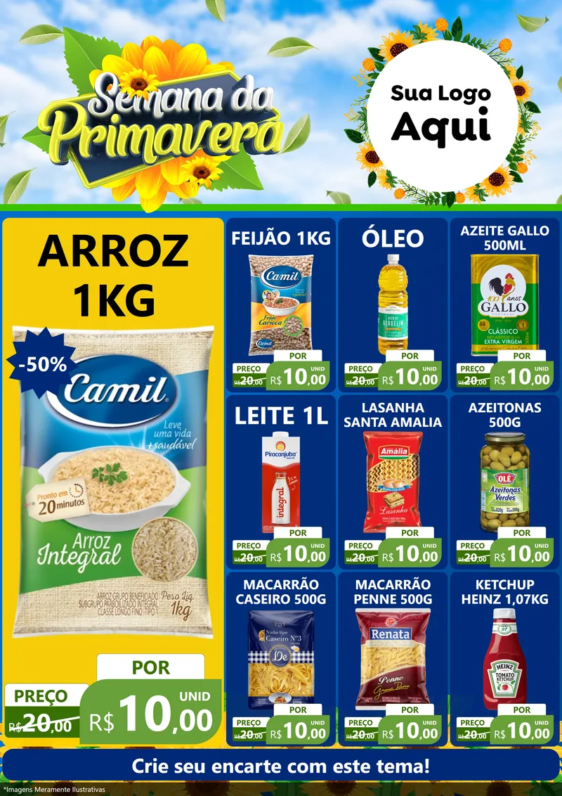 Modelo de Encarte para Encarte A4 Vertical com o tema Semana da Primavera para Supermercado