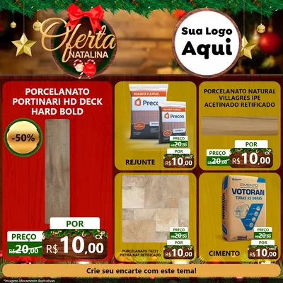 Modelo de Rede Social para Feed Facebook com o tema Ofertas Natalina para Pisos e revestimentos