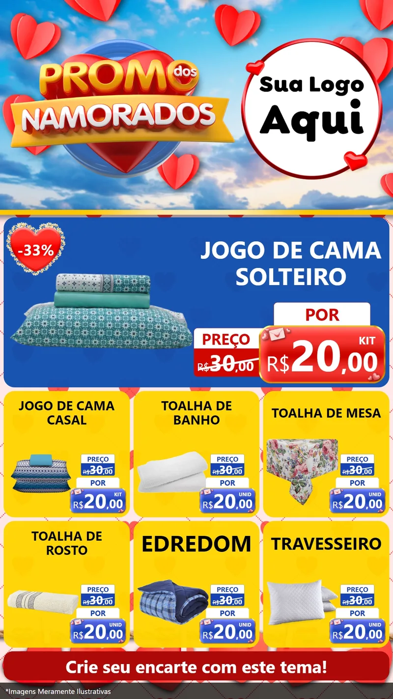 Modelo de Rede Social para Stories com o tema Promo dos Namorados para Cama, Mesa e Banho