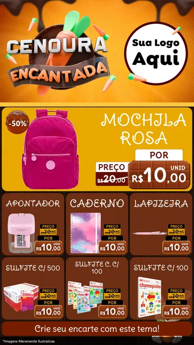 Modelo de Rede Social para Stories com o tema Cenoura Encantada - Páscoa para Papelaria