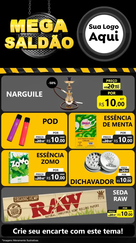 Modelo de TV para TV Vertical com o tema Mega Saldão para Tabacaria