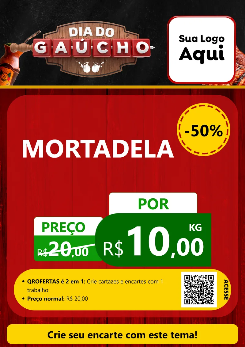 Modelo de Cartaz para Cartaz A4 Vertical com o tema Dia do Gaúcho para Frios e Laticínios