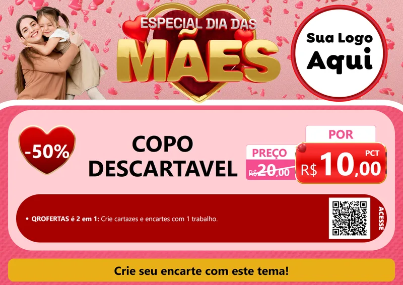 Modelo de Cartaz para Cartaz A4 Horizontal com o tema Especial Dia Das Mães para Embalagens