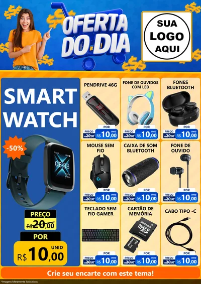 Modelo de Encarte para Encarte A4 Vertical com o tema Oferta do Dia para Informática
