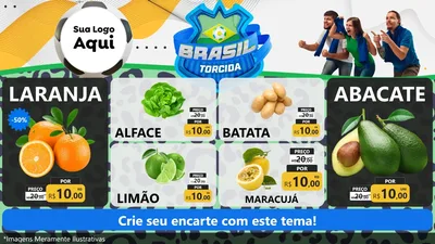 Modelo de TV para TV Horizontal com o tema Brasil Torcida - Copa para Hortifrúti