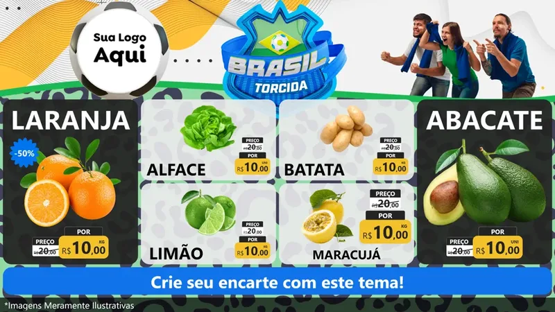 Modelo de TV para TV Horizontal com o tema Brasil Torcida - Copa para Hortifrúti