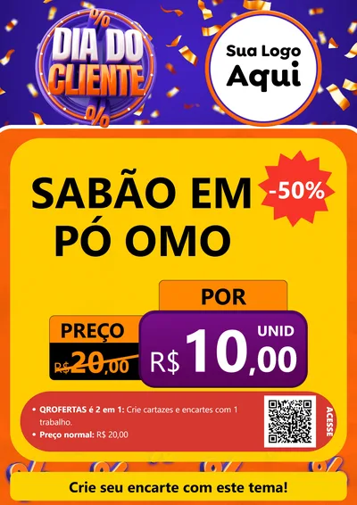 Modelo de Cartaz para Cartaz A4 Vertical com o tema Dia do Cliente para Produtos de Limpeza