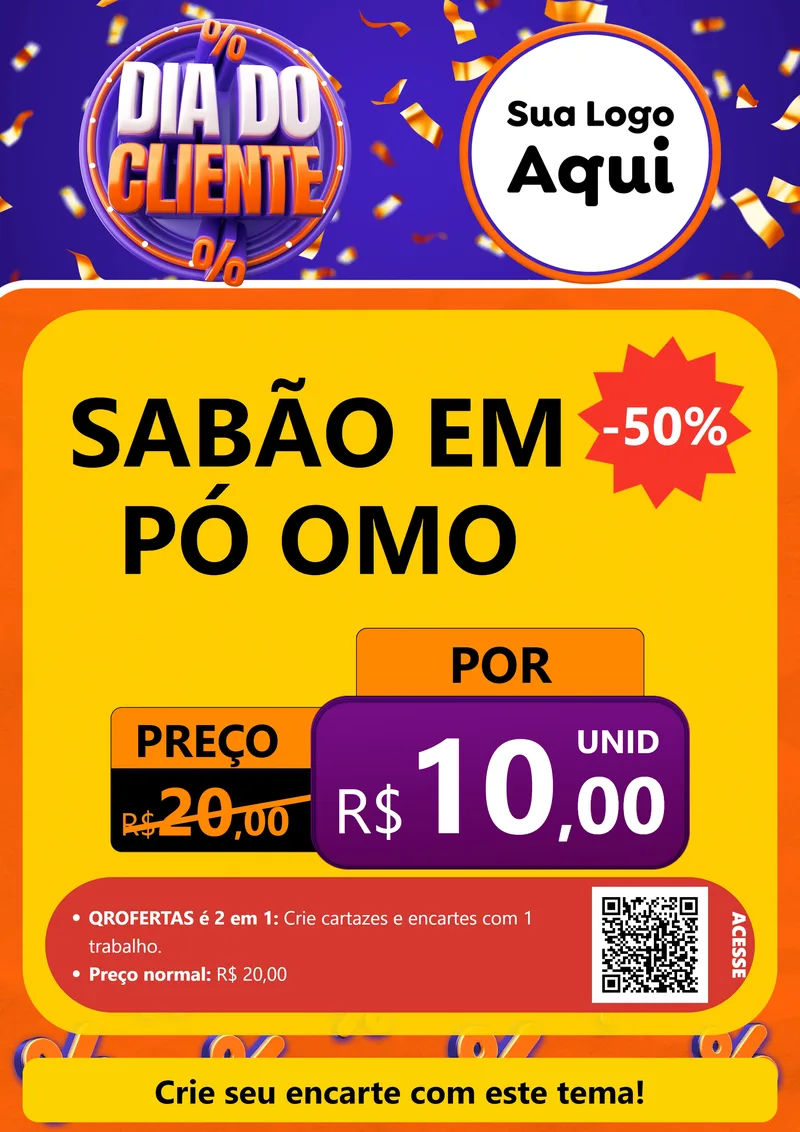 Modelo de Cartaz para Cartaz A4 Vertical com o tema Dia do Cliente para Produtos de Limpeza