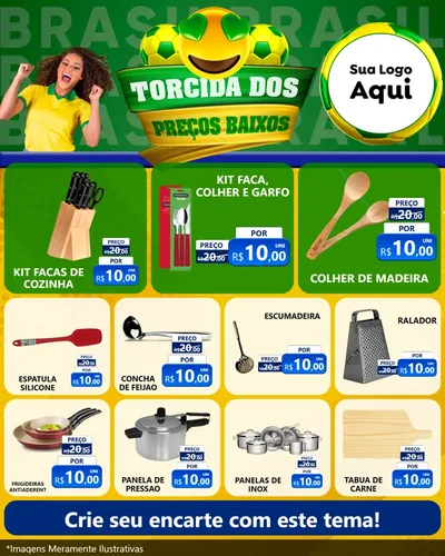Modelo de Rede Social para Feed Instagram com o tema Torcida dos Preços Baixos - Copa para Utilidades Domésticas