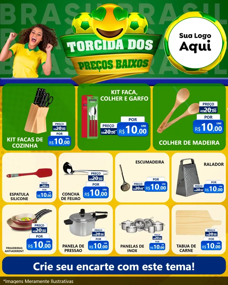 Modelo de Rede Social para Feed Instagram com o tema Torcida dos Preços Baixos - Copa para Utilidades Domésticas