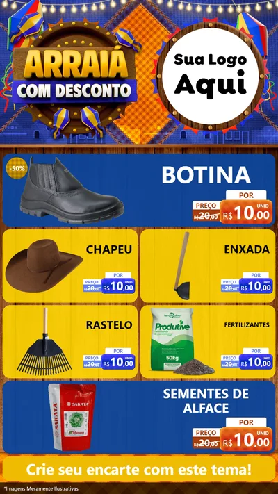 Modelo de TV para TV Vertical com o tema Arraiá Com Desconto para Agropecuária