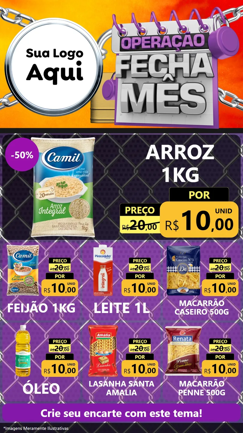 Modelo de Rede Social para Stories com o tema Operação Fecha Mês para Supermercado