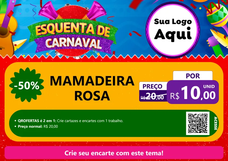 Modelo de Cartaz para Cartaz A4 Horizontal com o tema Esquenta de Carnaval para Bebês