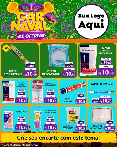Modelo de Rede Social para Feed Instagram com o tema Carnaval de Ofertas para Embalagens