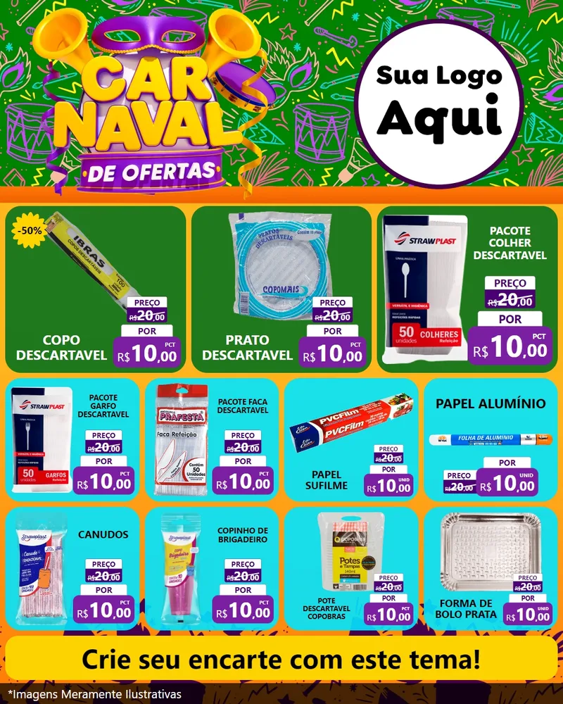 Modelo de Rede Social para Feed Instagram com o tema Carnaval de Ofertas para Embalagens