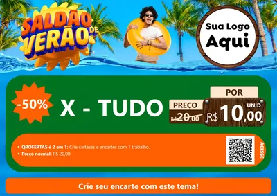 Modelo de Cartaz para Cartaz A4 Horizontal com o tema Saldão de Verão para Hamburgueria