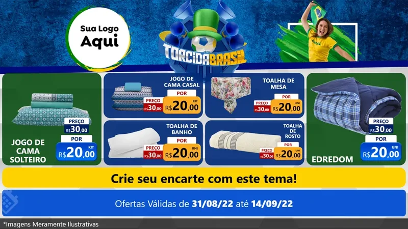 Modelo de TV para TV Horizontal com o tema Torcida Brasil - Copa para Cama, Mesa e Banho