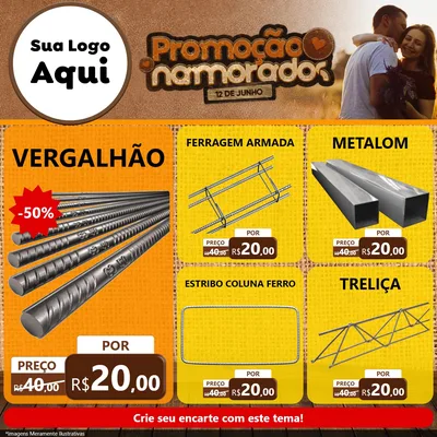 Modelo de Rede Social para Feed Facebook com o tema Promoção Namorados para Ferragens