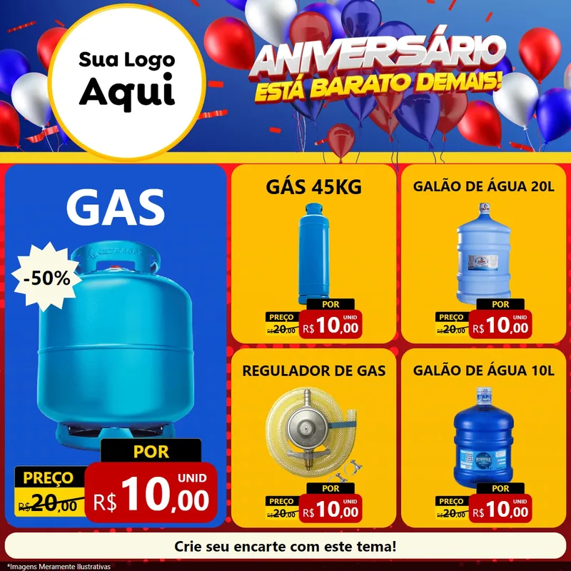 Modelo de Rede Social para Feed Facebook com o tema Aniversário para Água e gás