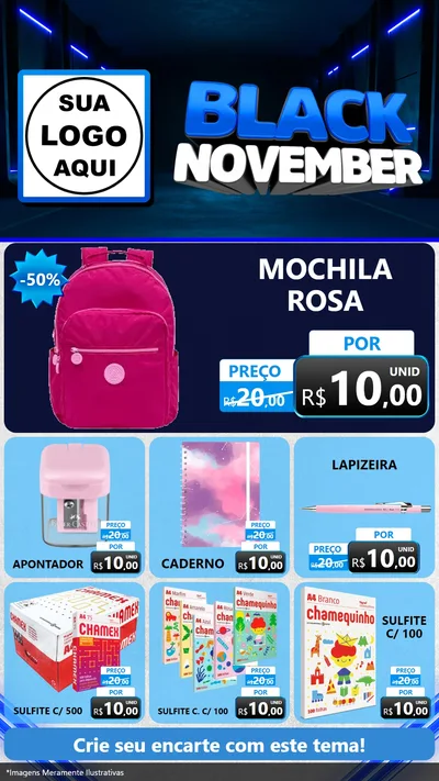Modelo de Rede Social para Stories com o tema Black November para Papelaria