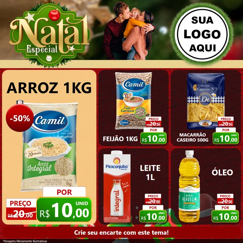 Modelo de Rede Social para Feed Facebook com o tema Natal Especial para Supermercado