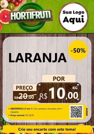 Modelo de Cartaz para Cartaz A4 Vertical com o tema Hortifruti Ofertas para Hortifrúti
