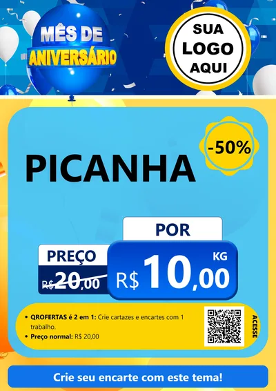 Modelo de Cartaz para Cartaz A4 Vertical com o tema Mês de Aniversário para Açougue