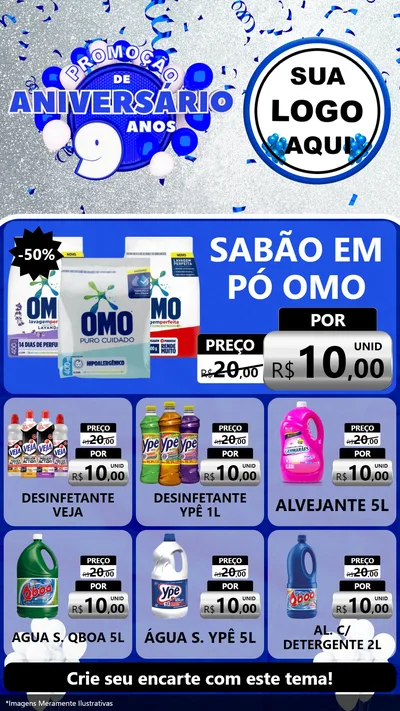 Modelo de Rede Social para Stories com o tema Promoção de Aniversário - 9 Anos para Produtos de Limpeza