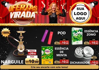 Modelo de Encarte para Encarte A4 Horizontal com o tema Ofertas da Virada para Tabacaria