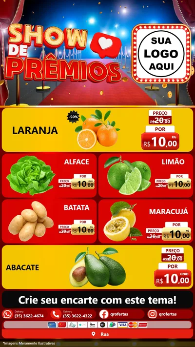 Modelo de TV para TV Vertical com o tema Show de Prêmios para Hortifrúti