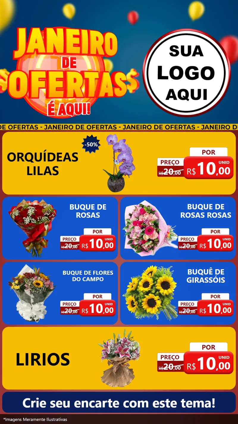 Modelo de TV para TV Vertical com o tema Janeiro de Ofertas É Aqui! para Floricultura e jardim