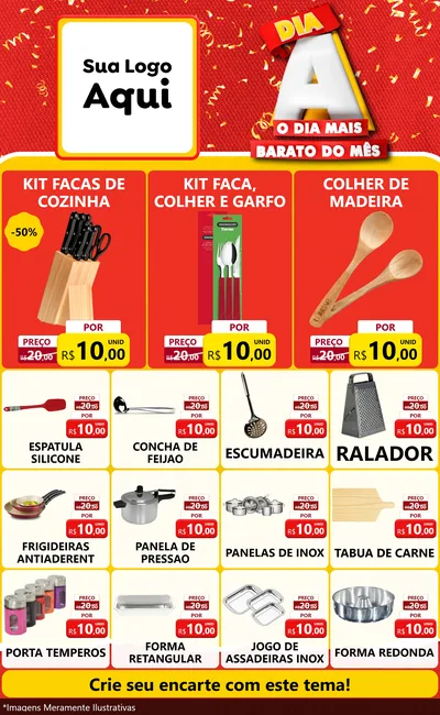 Modelo de Encarte para Encarte Grande com o tema Dia A o Dia Mais Barato do Mês para Utilidades Domésticas