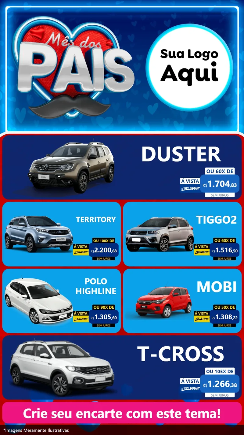 Modelo de TV para TV Vertical com o tema Mês Dos Pais para Concessionaria de Carros
