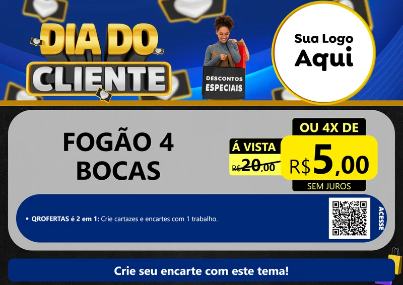 Modelo de Cartaz para Cartaz A4 Horizontal com o tema Dia Do Cliente para Móveis e Eletro