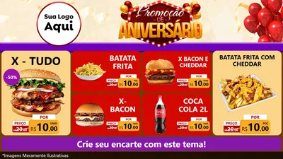 Modelo de TV para TV Horizontal com o tema Promoção de Aniversário para Hamburgueria