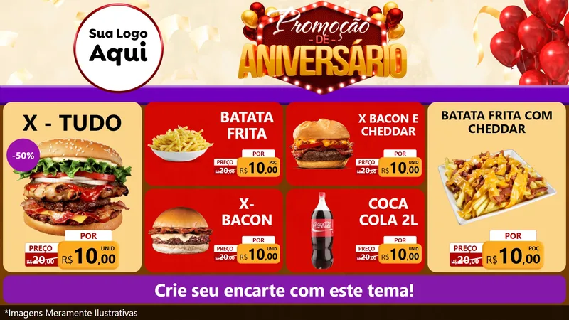 Modelo de TV para TV Horizontal com o tema Promoção de Aniversário para Hamburgueria