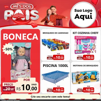 Modelo de Rede Social para Feed Facebook com o tema Mês dos Pais para Brinquedos