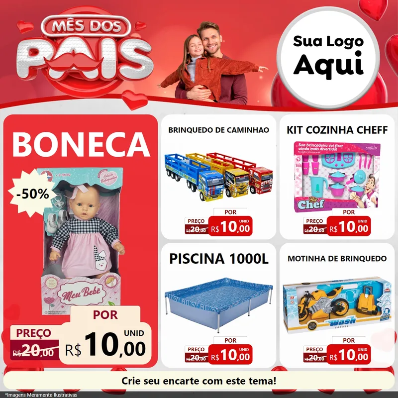 Modelo de Rede Social para Feed Facebook com o tema Mês dos Pais para Brinquedos