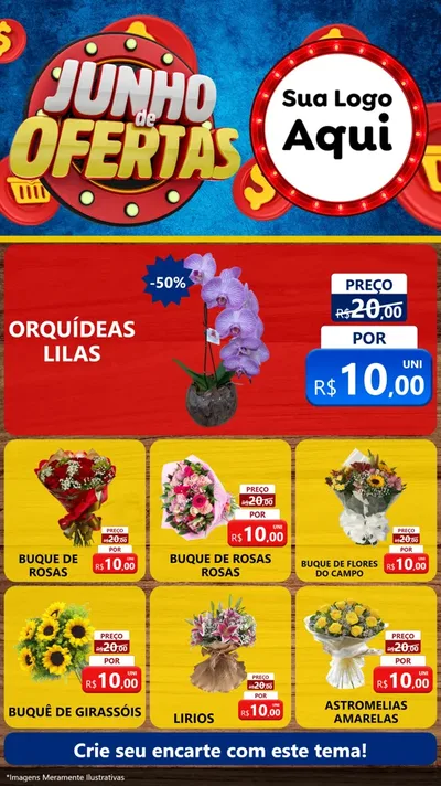 Modelo de Rede Social para Stories com o tema Junho de Ofertas para Floricultura e jardim